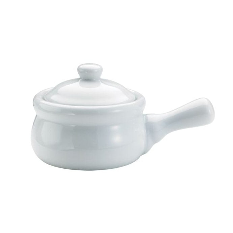 White Porcelain French Onion Soup Crock with Lid