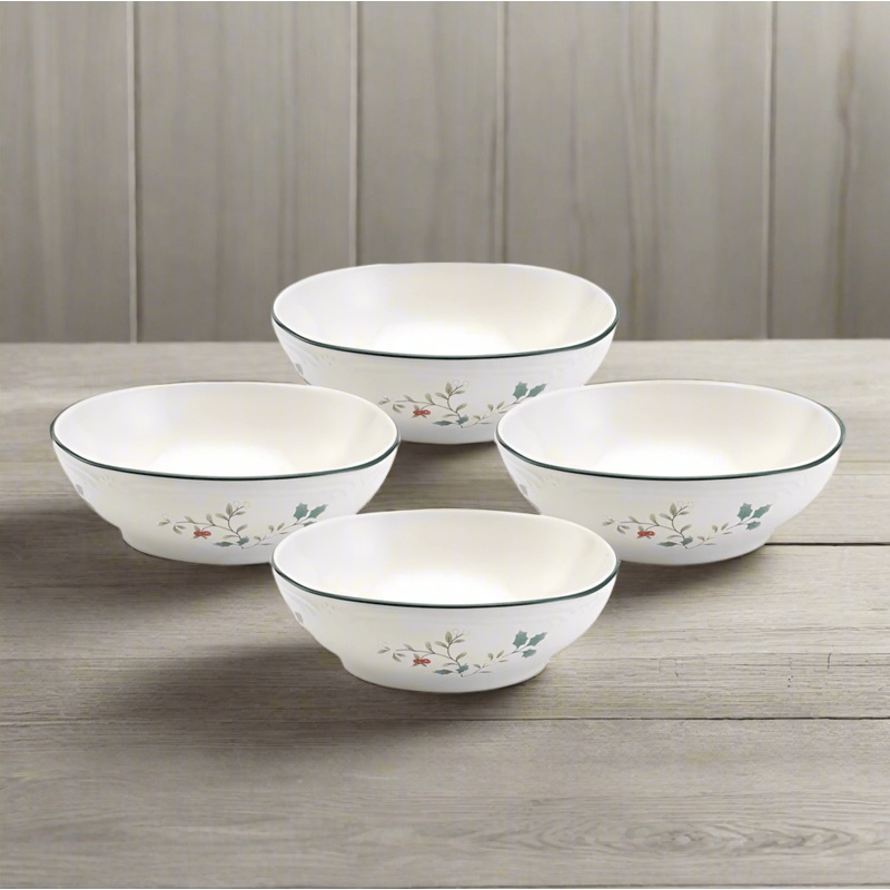 Winterberry Set of 4 Square Soup Cereal Bowls