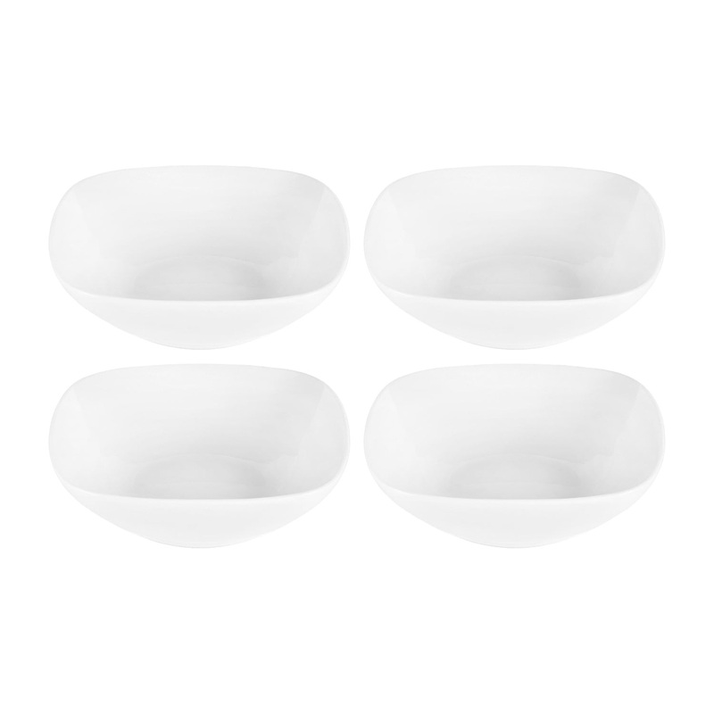 Porcelain Mimoza 6.25″ x 6.25″ x h:1.75″ 12 oz. Square White Porcelain Bowl (Set of 4)
