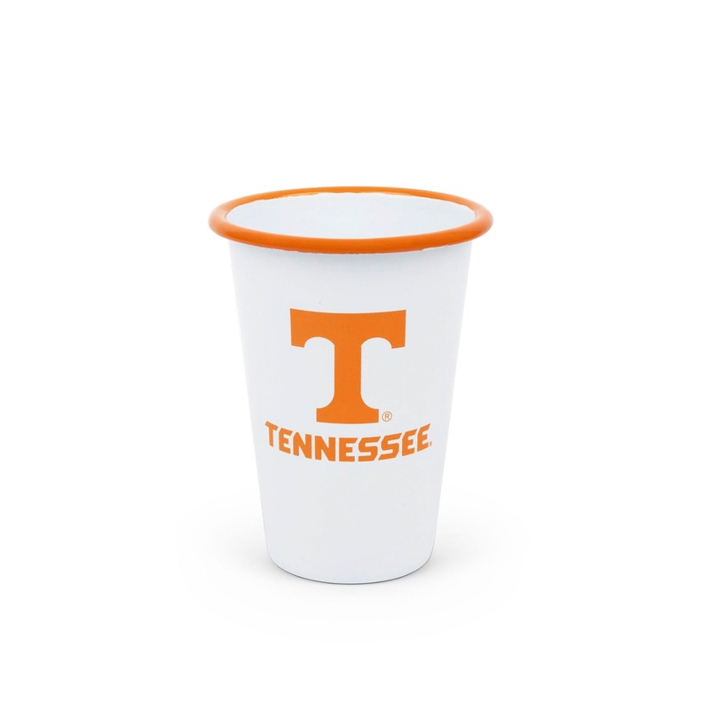 U of Tennessee Enamelware 14oz Tumblers, Orange Rim, Set of 2