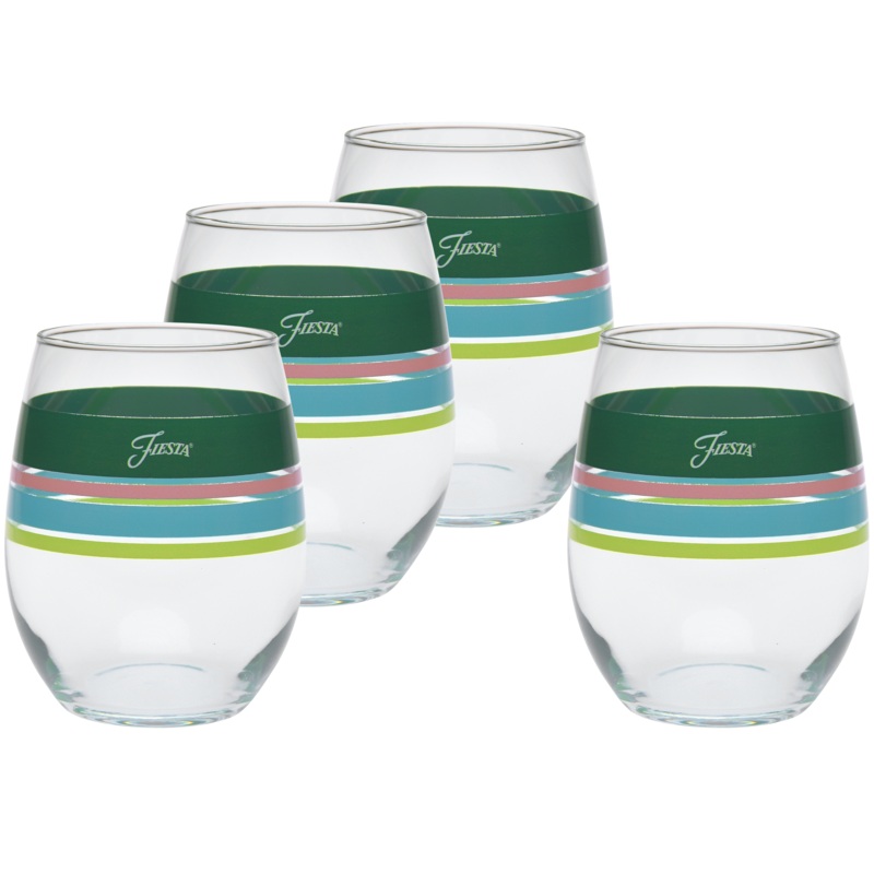 15 oz. Fiesta Edgeline Stemless Wine Tropical  Set of 4