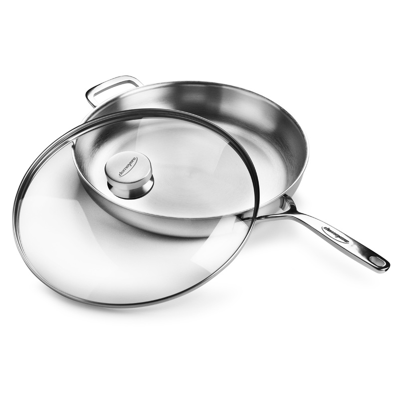Demeyere 5-Plus 12.5″ Stainless Steel Fry Pan with Glass Lid