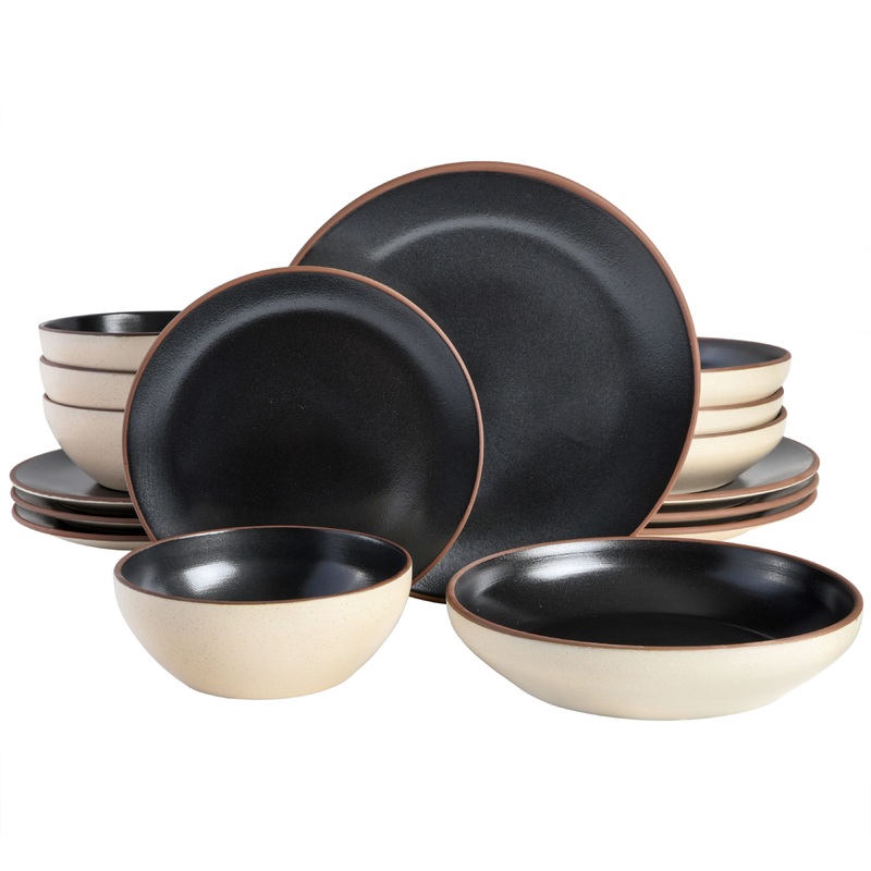Gibson Elite Contempo Classic 16-Piece Double Bowl Terracotta Dinnerware Set