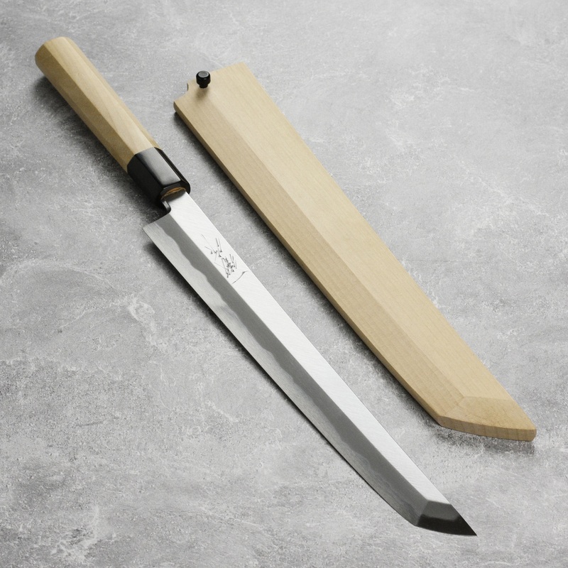 Ittetsu x Tanaka Shirogami #2 Single Bevel 10.6″ Sakimaru Takohiki with Saya