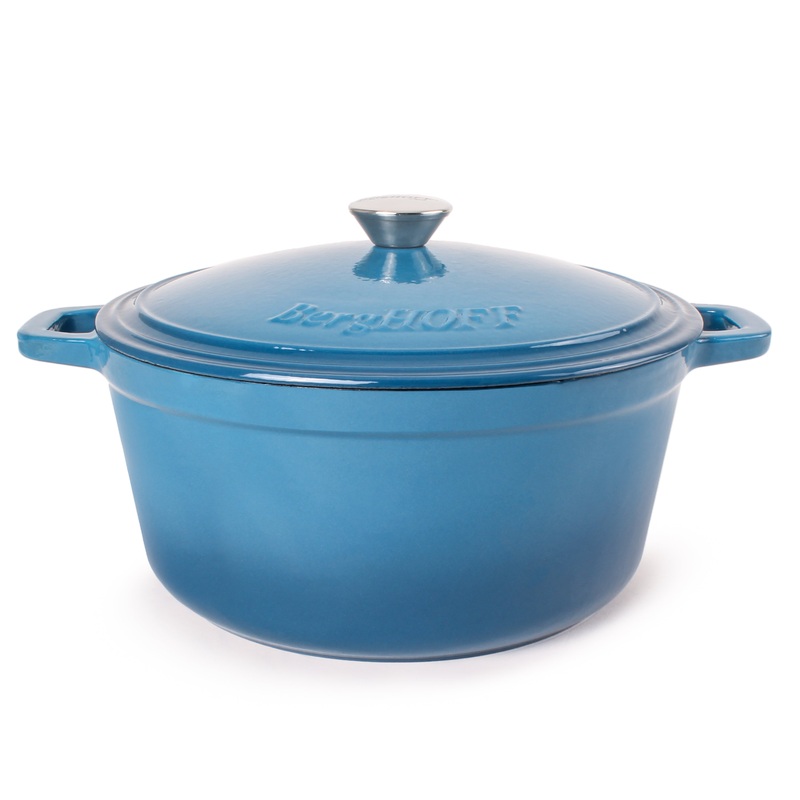 BergHOFF Neo Cast Iron 7qt. Round Dutch Oven 11″ with Lid, Blue