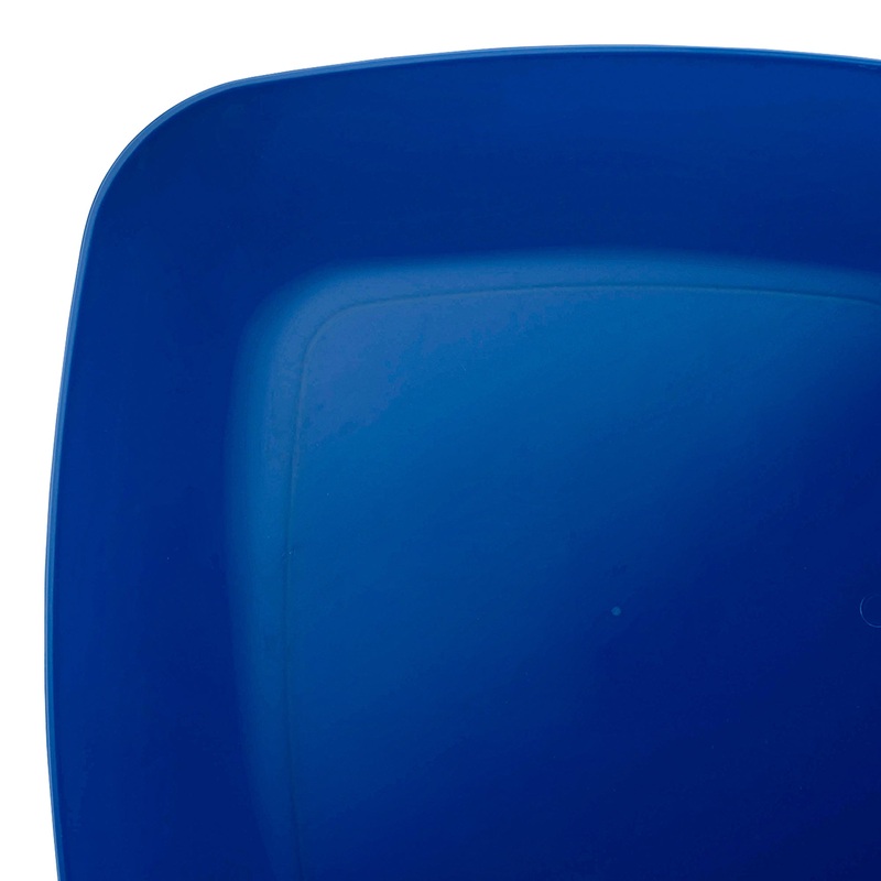 Blue Flat Rounded Square Disposable Plastic Buffet Plates (8.5″)