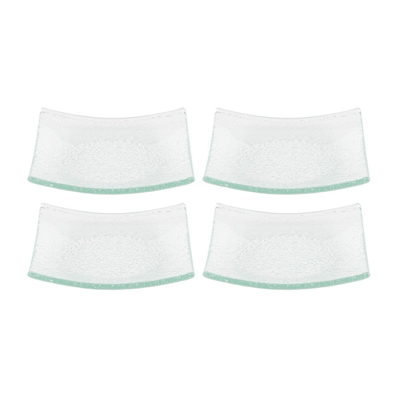 Glass Dinnerware 5.75″ x 5.75″ Square Clear Glass Plate (Set of 4)