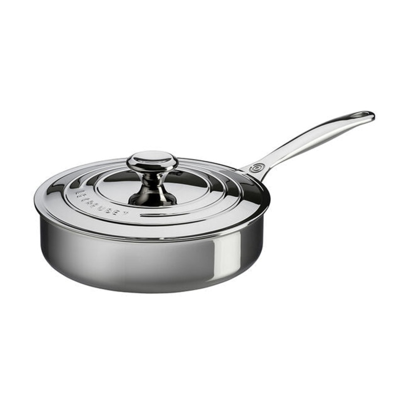 Le Creuset – 3 Qt Stainless Steel  Saut Pan with Lid