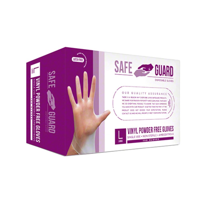 Safeguard Vinyl Disposable Gloves (Box of 100) – Large