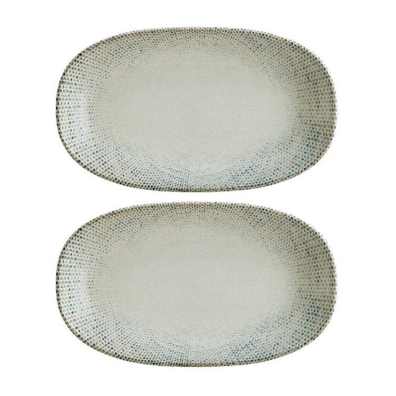 Sway 7.5″ x 4.25″ x h:1″ Oval Decorated Porcelain Platter (Set of 2)