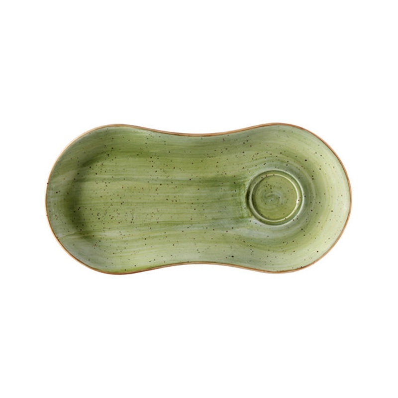 Therapy 10″ x 4.75″ Oval Green Porcelain Saucer