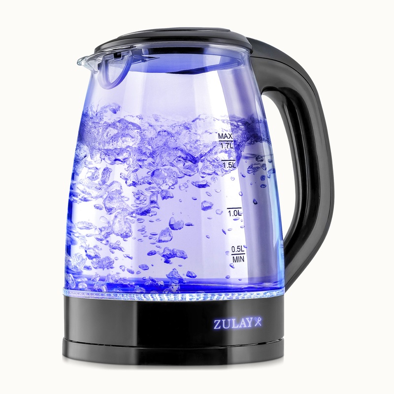 Zulay 1.7L Glass Electric Kettle with 360 Swivel Base