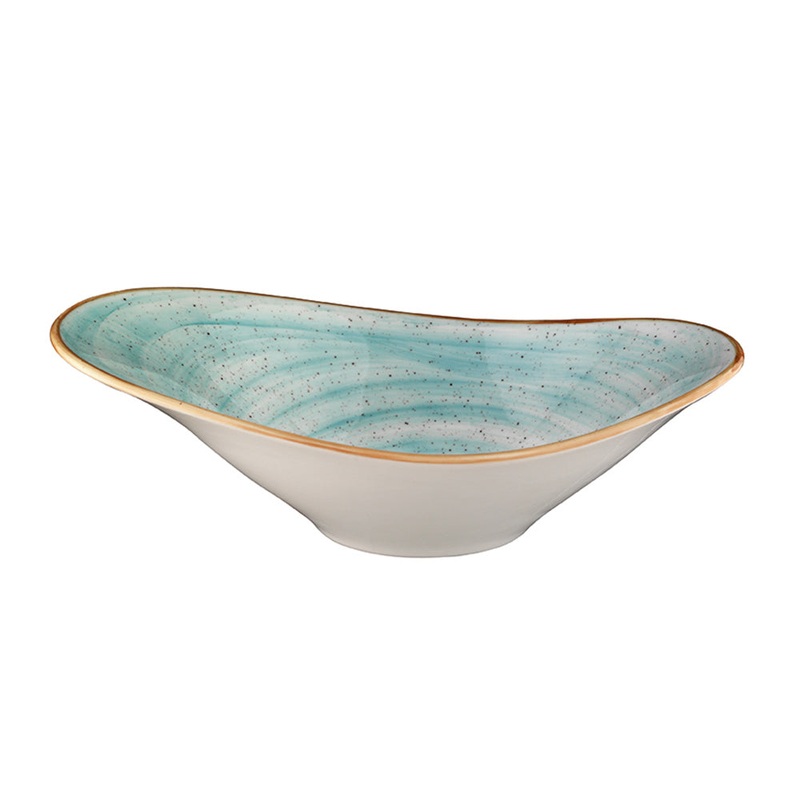 Aqua 11″ x 7.5″ x h:3.5″ 25 oz. Oval Blue Porcelain Bowl