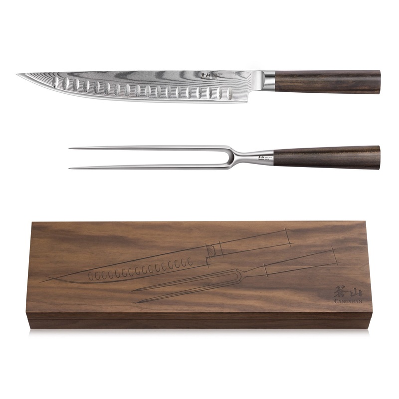 Cangshan HAKU 2-Piece Carving Set, American Walnut Box