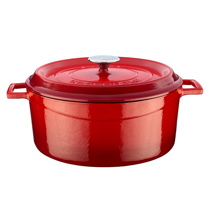 Cast Iron dia.11″ h:5″ 7 qt. Round Red Cast Iron Dutch Oven