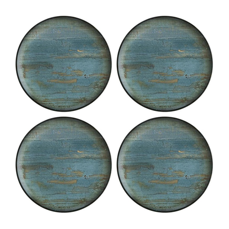 Madera dia.8.25″ Round Decorated Porcelain Plate (Set of 4)