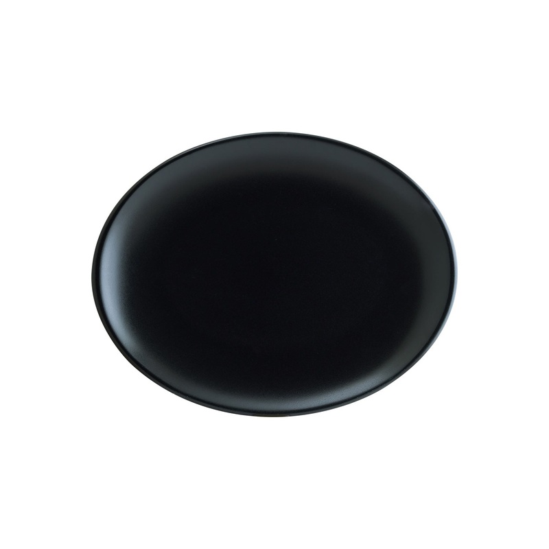 Notte 14.25″ x 11″ x h:1.25″ Oval Black Porcelain Platter
