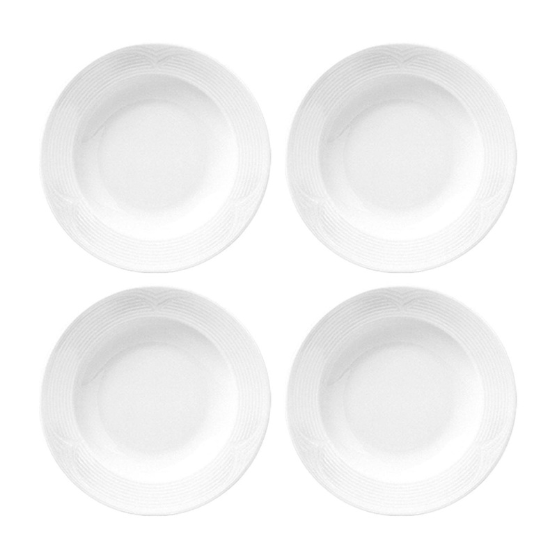 Porcelain Saturn dia.8.5″ h:1.25″ 8 oz. Round White Porcelain Bowl (Set of 4)