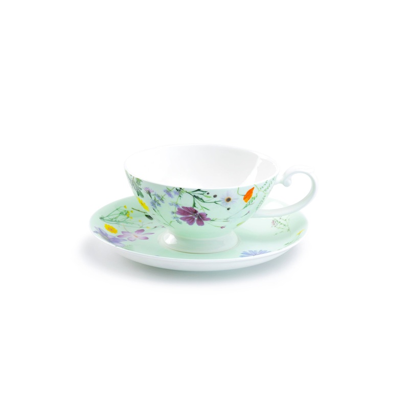 Summer Meadow Mint Bone China Cup and Saucer