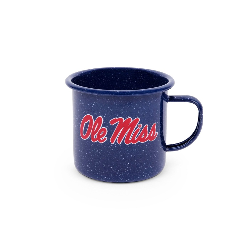 U of Mississippi Enamelware 16oz Mug, Navy Speckle