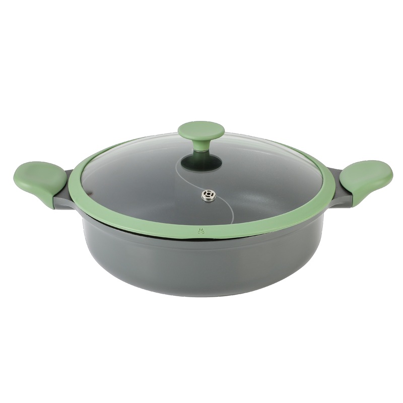 Kenmore Theodore 6.5-Quart Cast Aluminum Everyday Pan Hot Pot w/ Dividers, Nonstick Interior and Lid