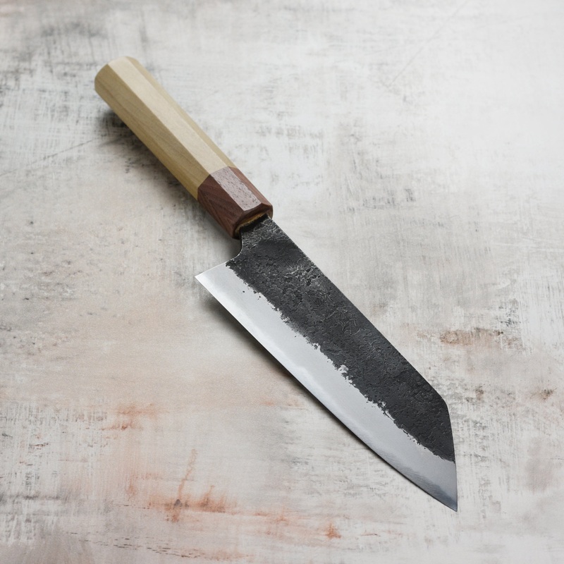 Mazaki Shirogami #2 Kurouchi Nashiji 7″ Santoku