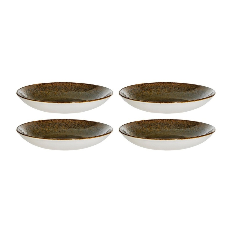 Tierra dia.9″ h:2″ 34 oz. Round Brown Porcelain Bowl (Set of 4)