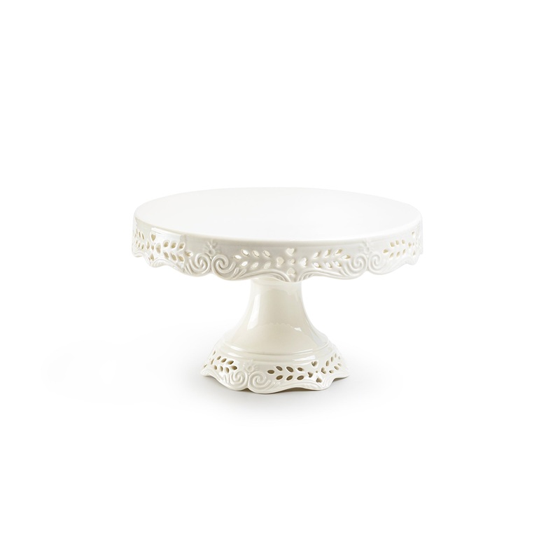 White Victorian Fine Porcelain 10″ Cake Stand