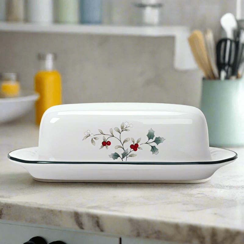 Winterberry Covered Butter Dish