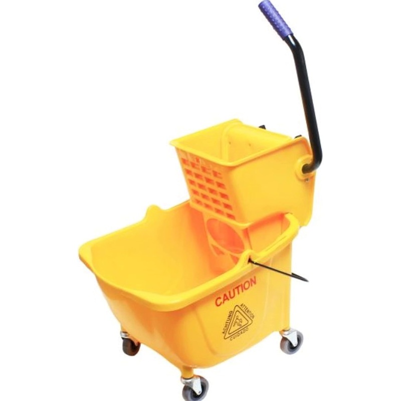 36 qt. Yellow Mop Bucket & Side Press Wringer Set- Pail/Mop Bucket with Mop Strainer/Wringer Combo Household Portable Mop Bucket Ideal for Household and Public Places Floor