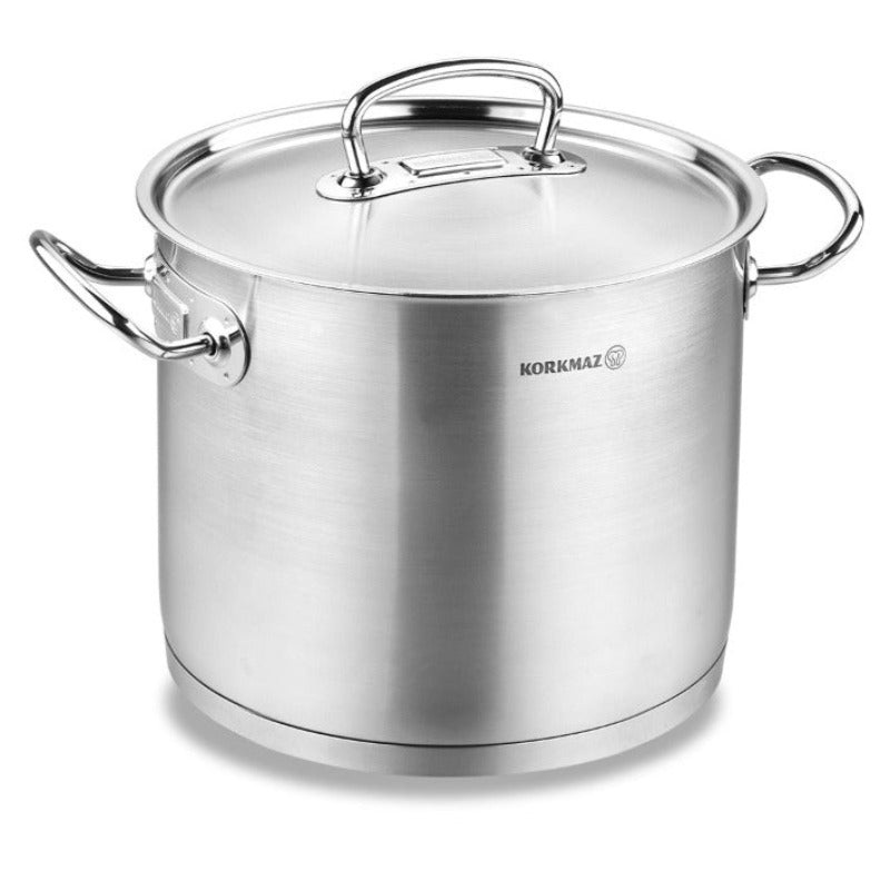 Korkmaz Deep Stainless Steel Casserole with Lid, Cooking Pot
