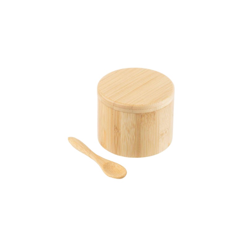 Bamboo Salt Box with Spoon  6 oz