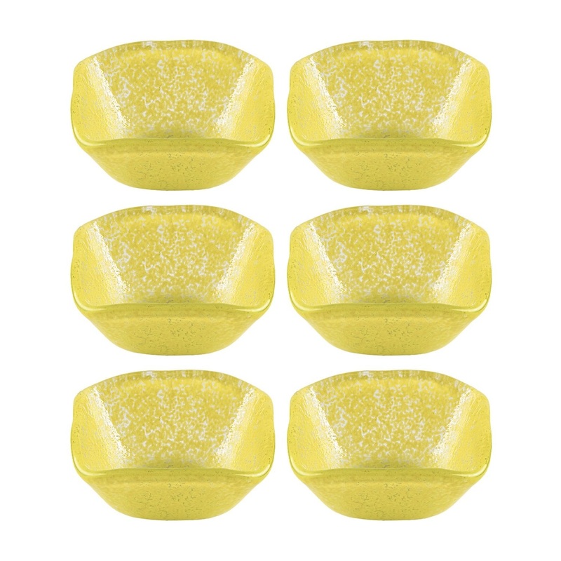 Glass Dinnerware 2.25″ x 2.25″ x h:1.5″ 2 oz. Square Yellow Glass Ramekin (Set of 6)