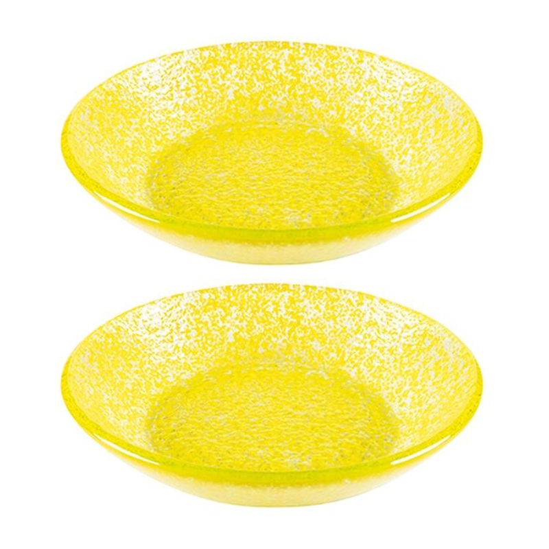 Glass Dinnerware dia.5.5″ h:1.25″ 8 oz. Round Yellow Glass Bowl (Set of 2)