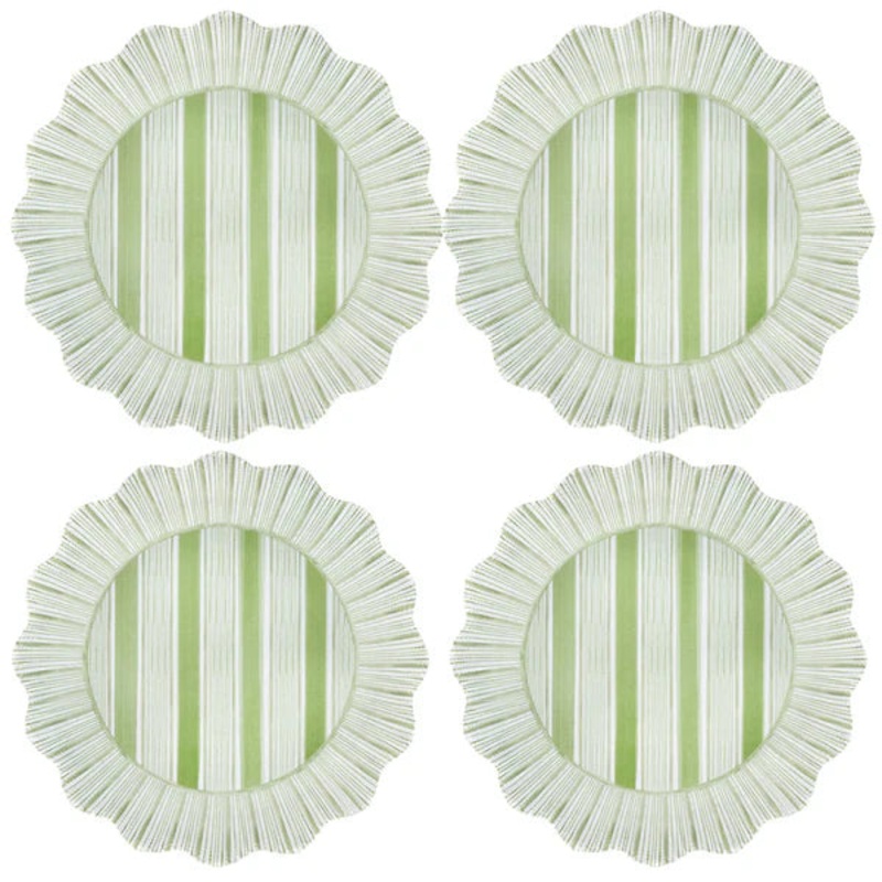 Juliska Cabana Stripe Melamine Dinner Plate Set/4 – Seagrass
