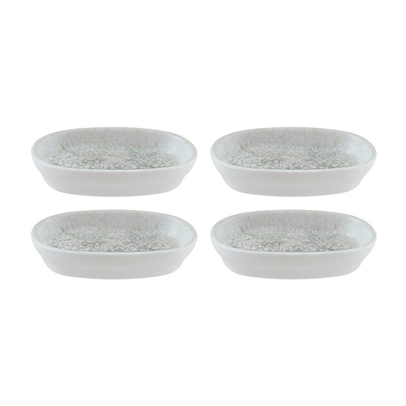Luna Ocean 4″ x 2.5″ x h:0.75″ Oval Decorated Porcelain Platter (Set of 4)