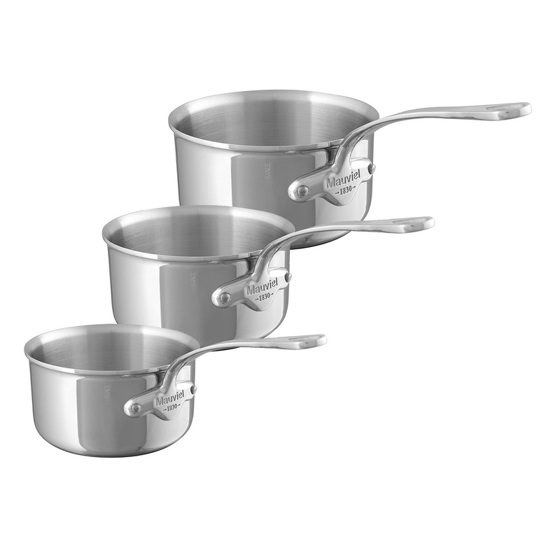 Mauviel M’Cook Set Of 3 Stainless Steel Saucepans, 1.9, 2.7, 3.6 Quart