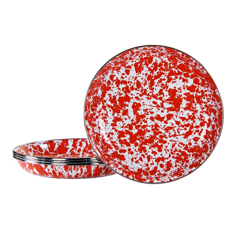 Red Swirl Pasta Plates – Set of 4