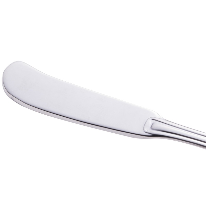 Walco 9011 Barony 6 5/8″ 18/0 Stainless Steel Heavy Weight Flat Handle Butter Spreader – 12/Pack