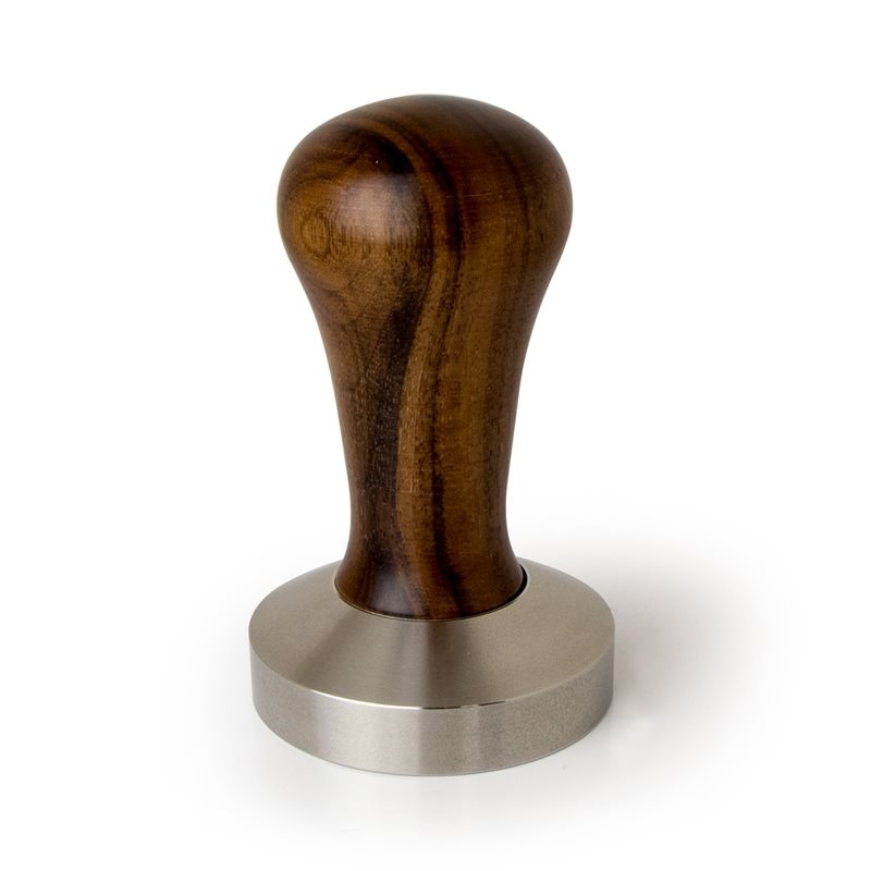 Flat Stainless Coffee Tamper  58mm Italian Walnut Handle
