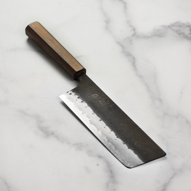 Hatsukokoro Shinkiro Aogami Super Kurouchi Damascus 6.5″ Nakiri, Bubinga