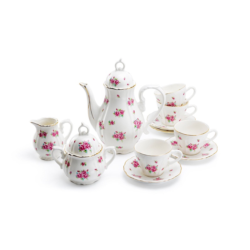 Rose Bud Fine Porcelain 11-Piece Mini Tea Set