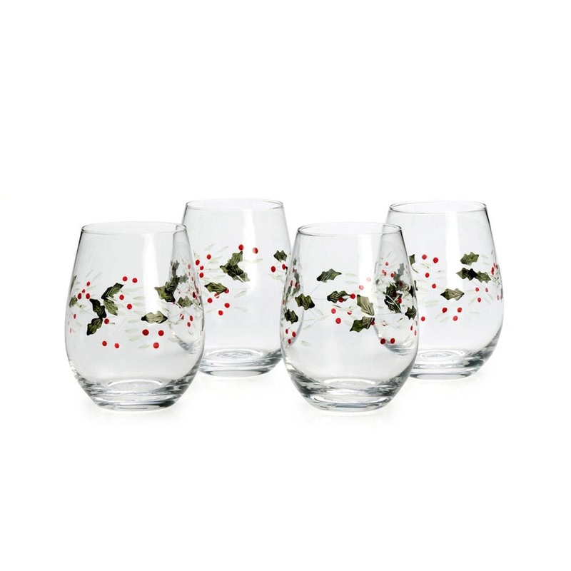 Winterberry Set of 4 Stemless Wine Glasses