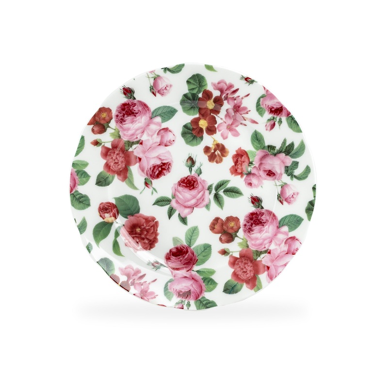 7.5″ Pink Cabbage Roses Bone China Dessert Plate
