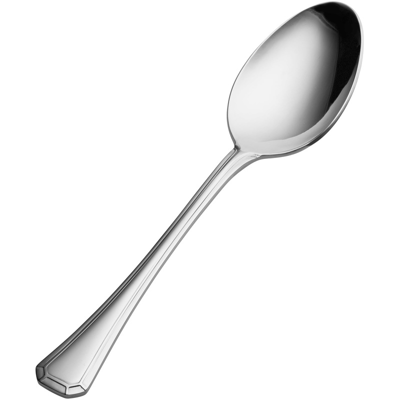 Bon Chef S503 Prism 7 3/16″ 18/10 Stainless Steel Extra Heavy Soup / Dessert Spoon – 12/Pack