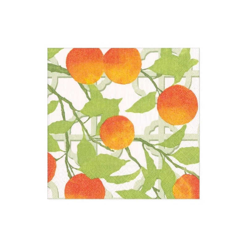 Caspari Orange Grove Paper Cocktail Napkins – 20 Per Package