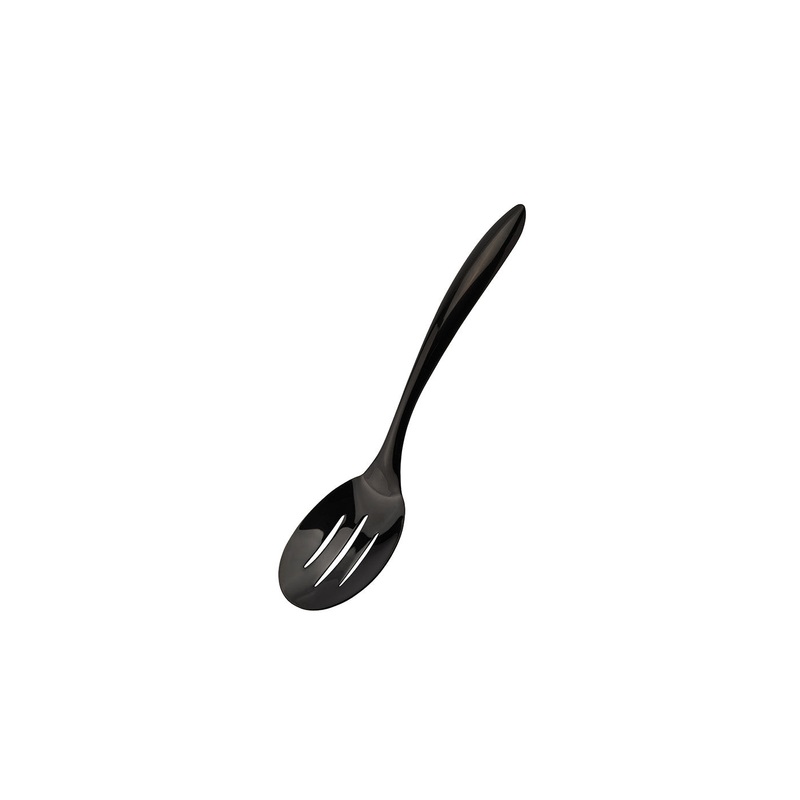 Cuisipro Black Tempo Noir Mirror Finished Slotted Spoon, 10 inch