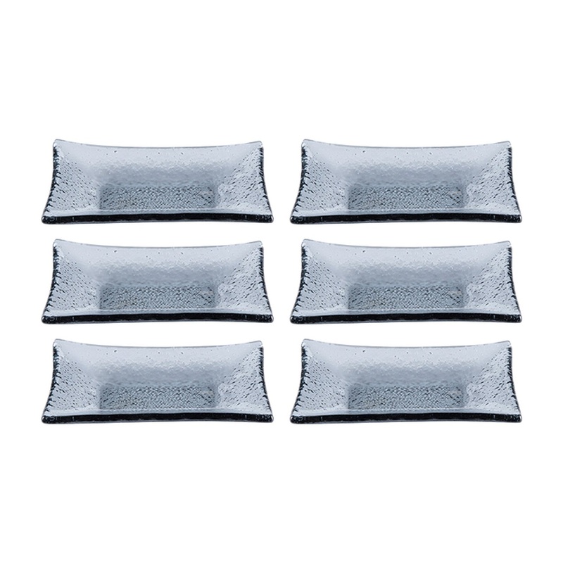 Glass Dinnerware 4.25″ x 2.5″ x h:0.5″ 1 oz. Rectangular Charcoal Glass Ramekin (Set of 6)