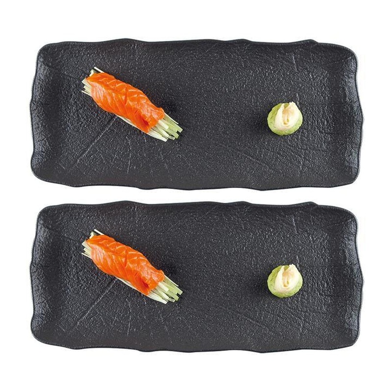 Shade 13.75″ x 6″ x h:0.75″ Rectangular Black Porcelain Platter (Set of 2)