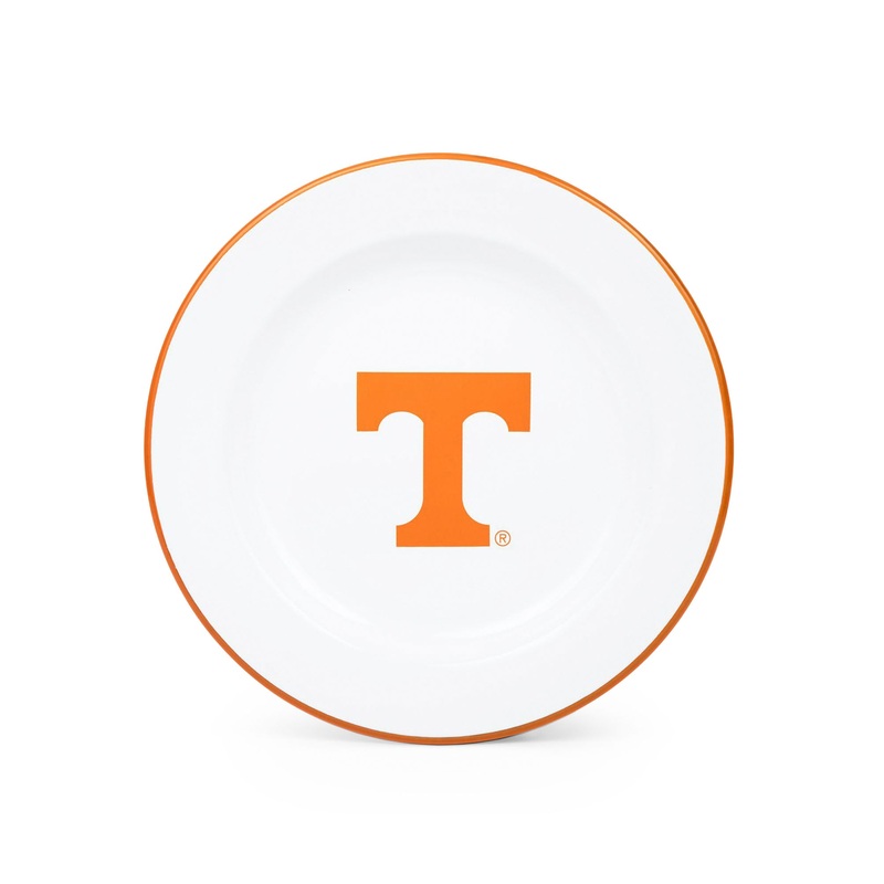U of Tennessee Enamelware Dinner Plates, Orange Rim, Set of 4